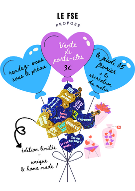 vente de porte-clés coeur avec message